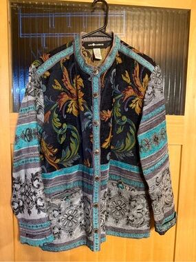 Vintage Sag Harbor Tapestry Jacket / Blazer Paisley Color Block EUC 16